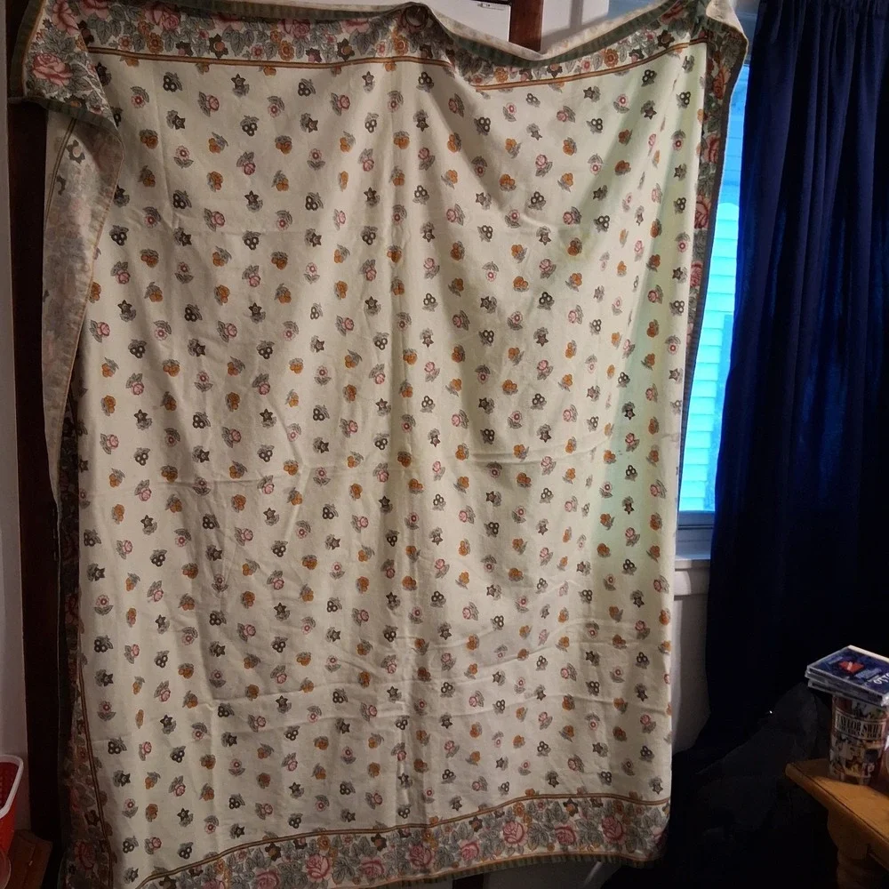 Vintage‎ Williams Sonoma Tablecloth Botanical Green 100% Cotton GVC Earth Tones